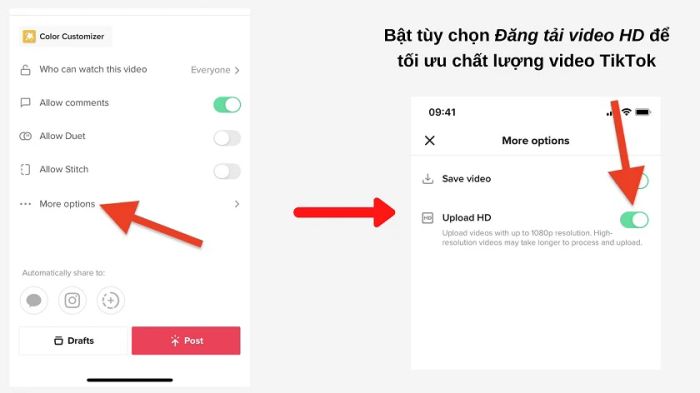 Bước 4: Quay lại mục Đăng tải và tiến hành đăng video của bạn. Lúc này, video sẽ có chất lượng sắc nét như video gốc bạn đã chuẩn bị trước đó.
