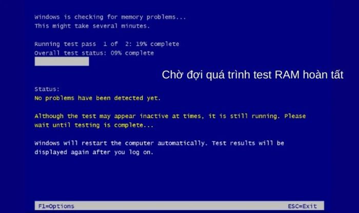 Kiểm tra RAM bằng công cụ Windows Memory Diagnostic