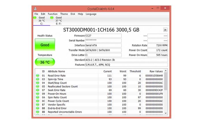 Đánh giá ổ cứng SSD bằng phần mềm CrystalDiskInfo
