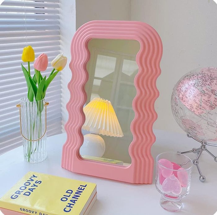 pink squiggle mirror