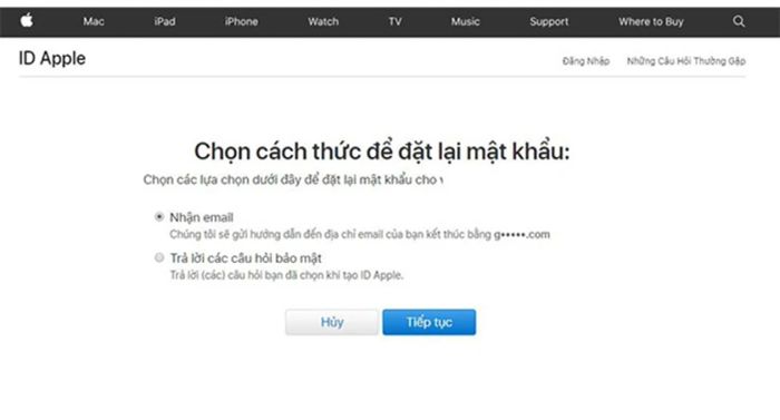 Chọn “Trả lời câu hỏi bảo mật” khi màn hình hiện lên.