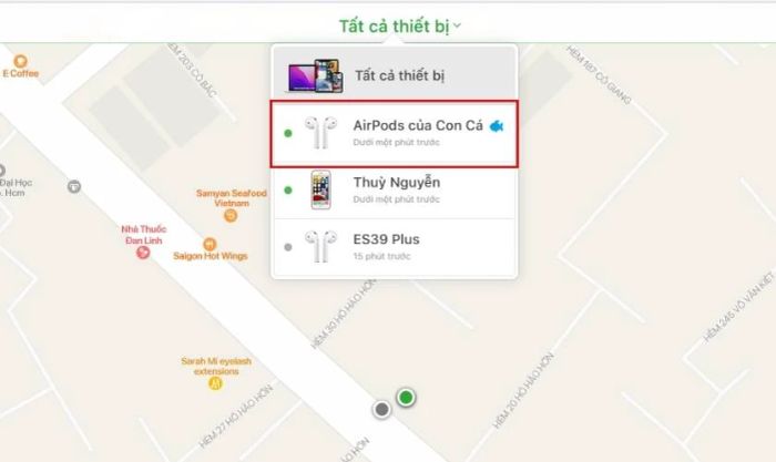 Chọn thiết bị cần tìm