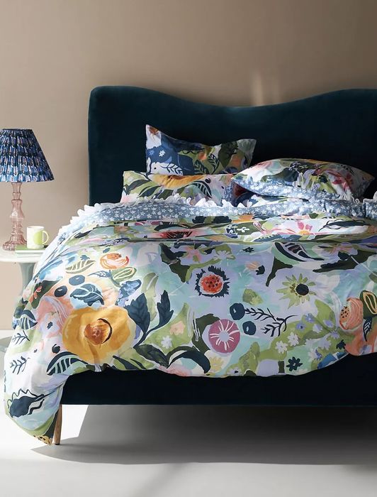 The duvet cover draped over a bed