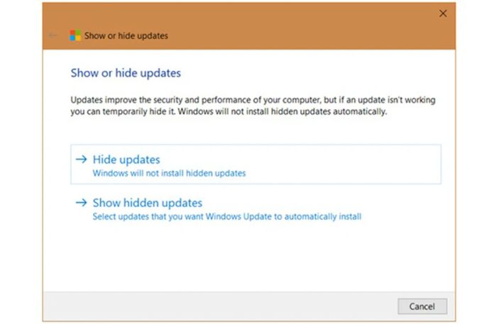 Tắt cập nhật Windows bằng phần mềm Show or Hide Updates