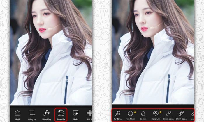 Chọn Beautify nếu bạn muốn tinh chỉnh các chi tiết trên ảnh một cách hoàn hảo