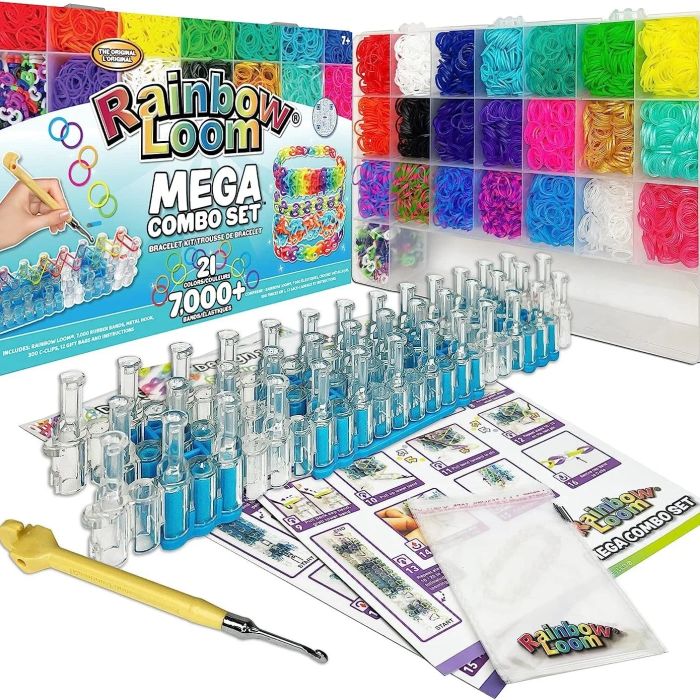A complete bracelet-making kit featuring thousands of vibrant rubber bands