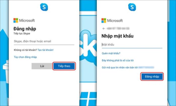 Hướng dẫn đăng nhập Skype trên điện thoại.