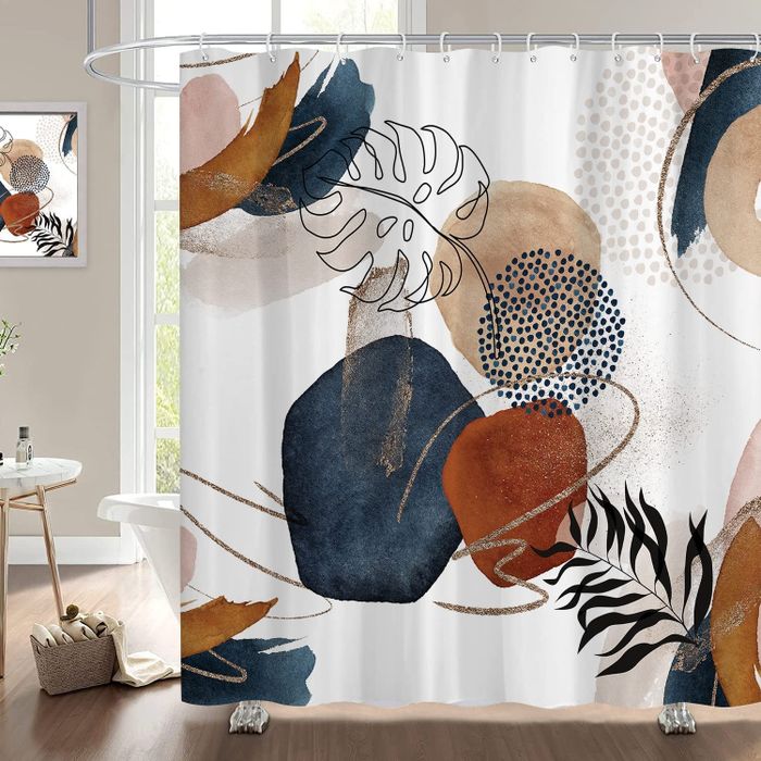 The shower curtain displayed