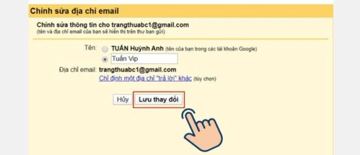 Lưu ý, bạn không thể thay đổi tên đăng nhập của tài khoản.