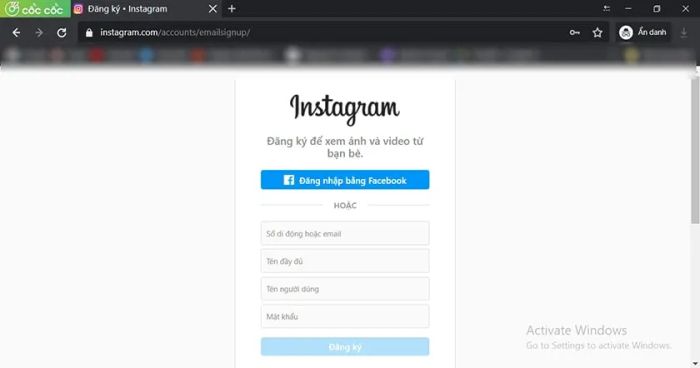 Cách đăng nhập Instagram qua email