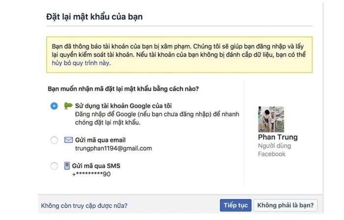 Khôi phục tài khoản Facebook bị hack qua gmail, số điện thoại