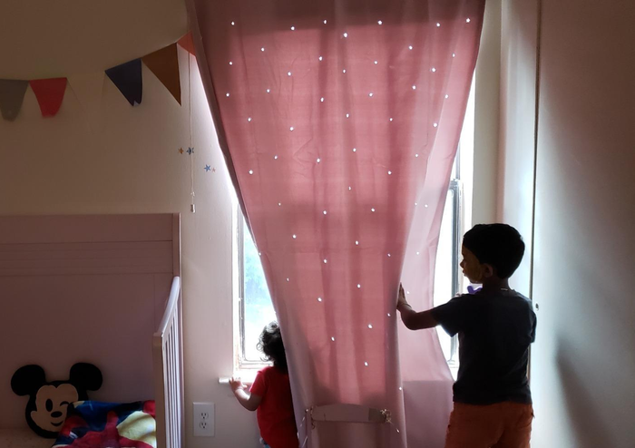 The reviewer’s curtains are shown