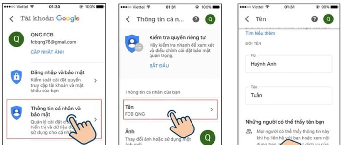 Hướng dẫn đổi tên tài khoản Gmail trên điện thoại qua ứng dụng Gmail