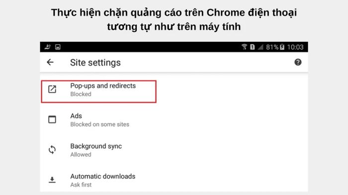 Chặn quảng cáo trên Chrome