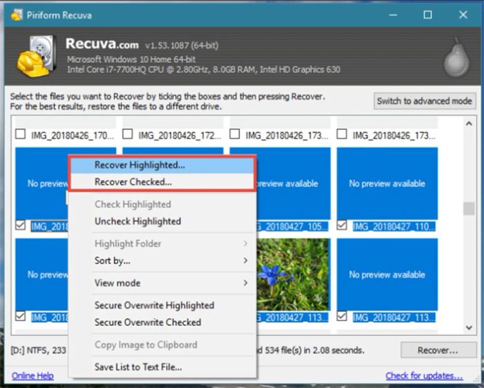 Cách phục hồi file đã xóa sử dụng Recuva