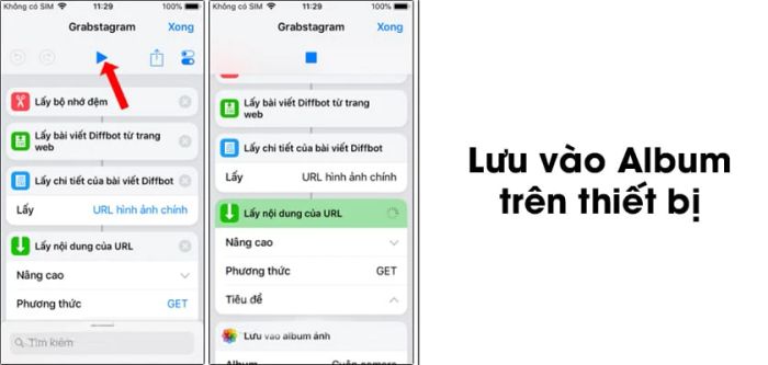 Lưu ảnh vào album trên thiết bị