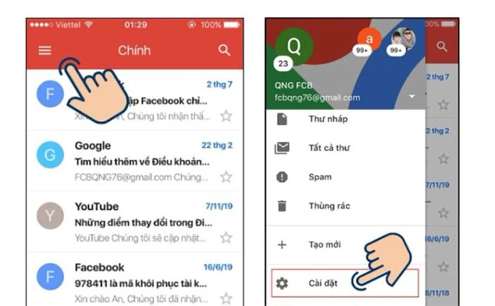 Hướng dẫn thay đổi tên Gmail trên điện thoại qua ứng dụng Gmail