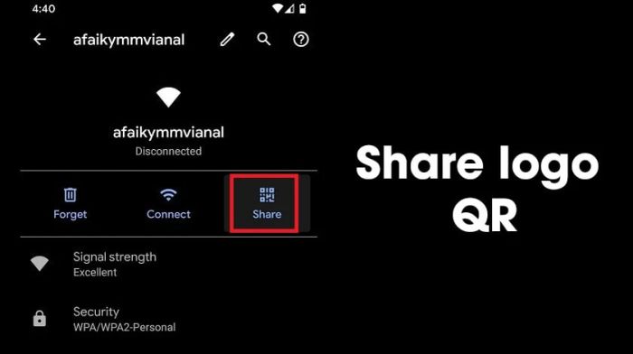Nhấn vào nút Share với biểu tượng QR code nhỏ để tiếp tục.