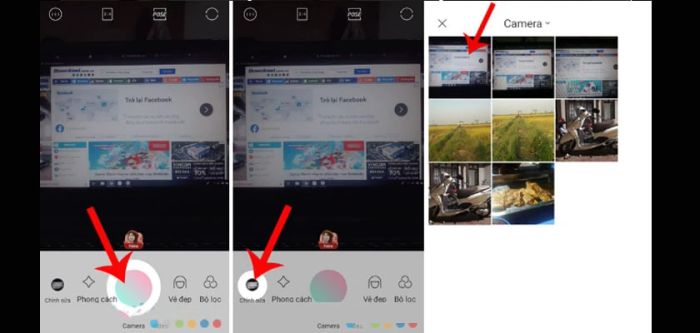 Mở thư viện ảnh để xem lại bức hình đã chụp.