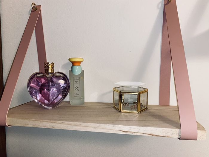 A close-up view of one of the shelves