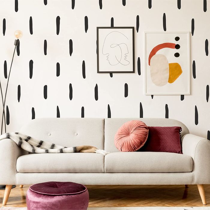 The wallpaper displayed behind a sofa