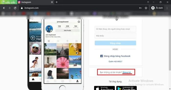 Cách đăng nhập Instagram qua email