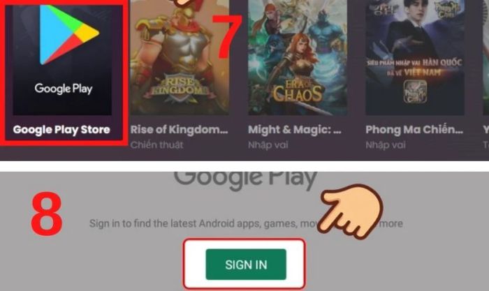 Hướng dẫn tải game Hay Day trên máy tính PC, laptop qua BlueStacks, chọn “Sign in”