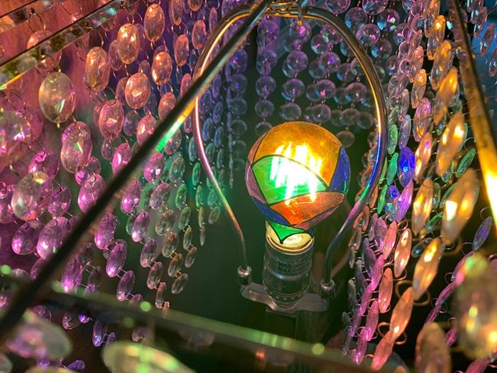 The lamp's light bulb