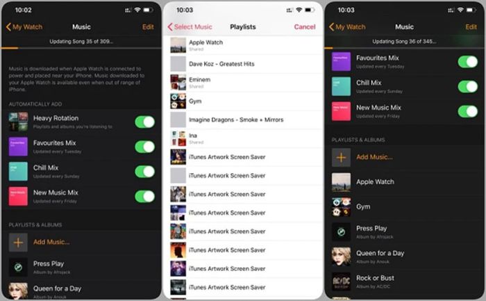 Cách nghe nhạc (phát nhạc) trên Apple Watch thông qua đồng bộ nhạc Sync