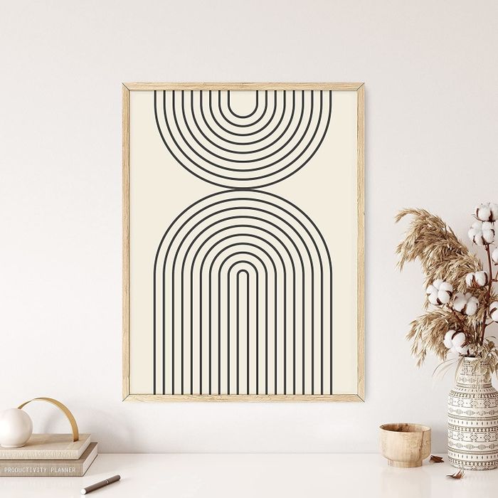 The artwork displayed on a wall