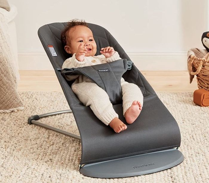 A baby in the BabyBjörn Bouncer
