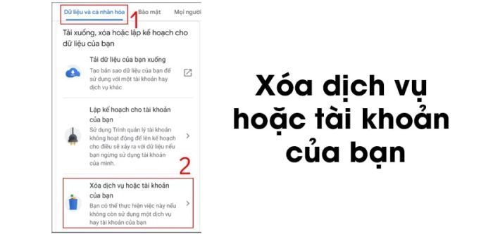 Chọn mục Xóa dịch vụ hoặc tài khoản