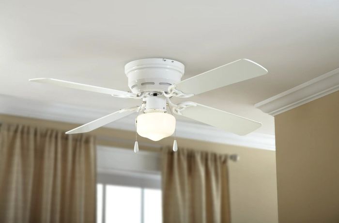 Ceiling fan mounted on the bedroom ceiling