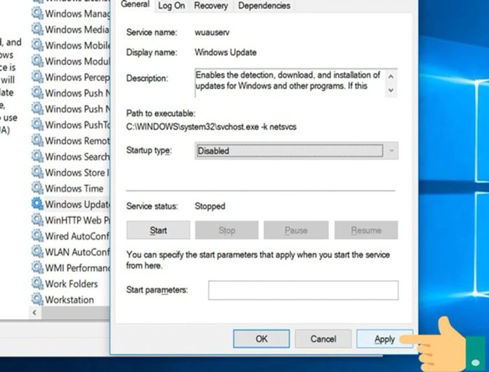 Nhấn Apply để xác nhận và lưu cài đặt mới.