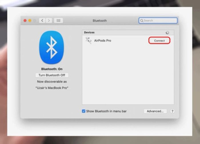 Hướng dẫn kết nối AirPods với Macbook