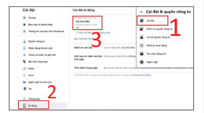 Đi tới phần cài đặt di động.