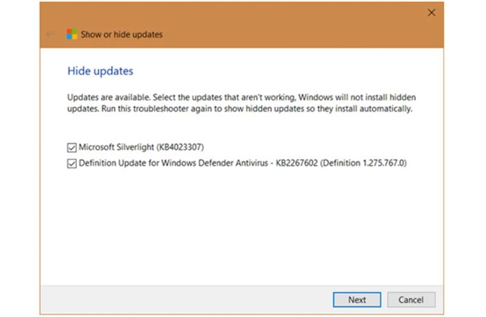 Tắt Windows update bằng phần mềm Show or Hide Updates