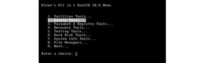 Di chuyển đến mục Backup Tools.