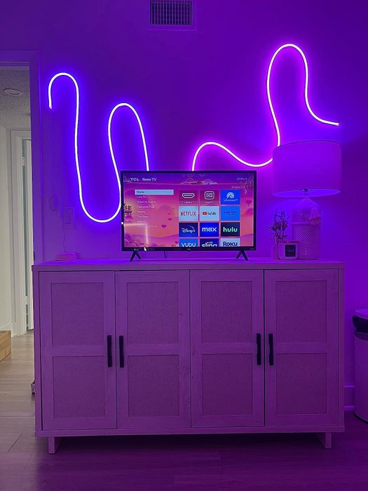 Another reviewer's rope light installed behind their TV