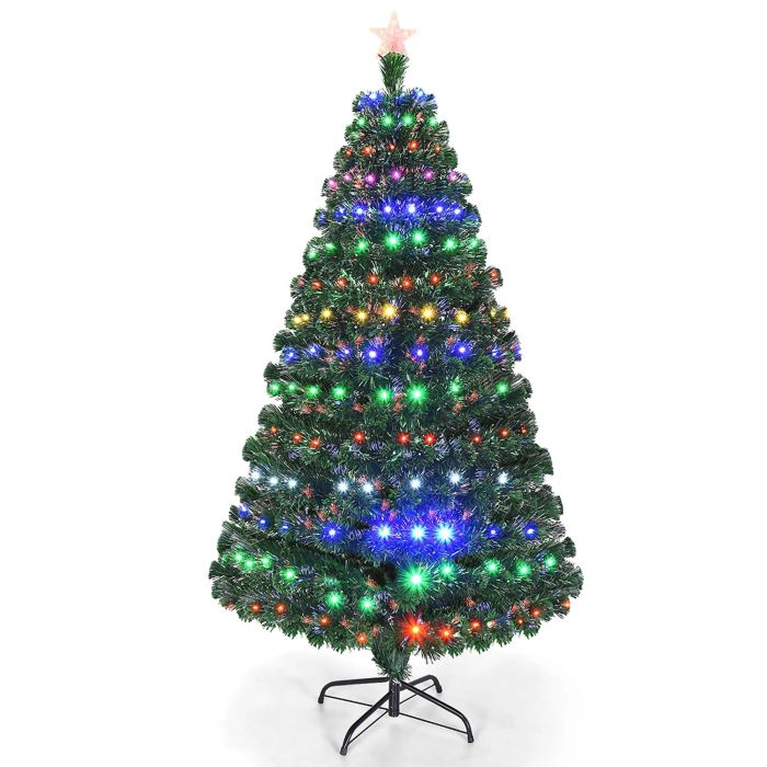 Tree adorned with vibrant lights