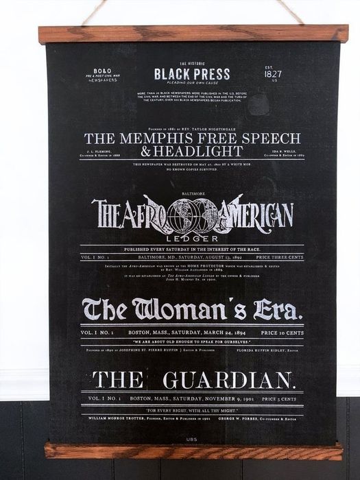 A monochrome poster is displayed