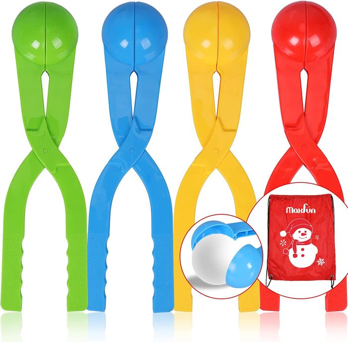 a collection of four tools designed for molding snowballs