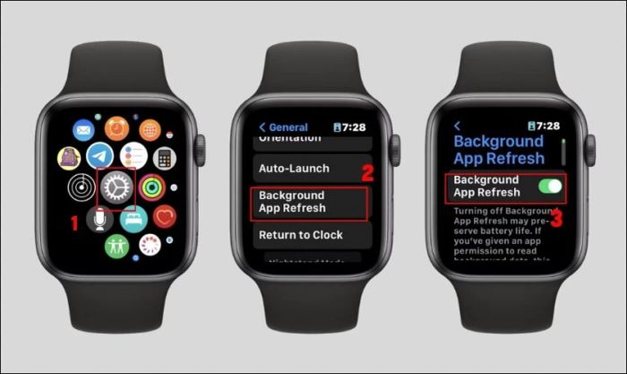 Tắt tính năng tự động làm mới ứng dụng nền trên Apple Watch của bạn