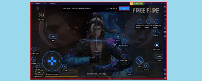 Nhấn nút Lưu để hoàn tất quá trình cài đặt và bắt đầu tham gia vào game Free Fire.