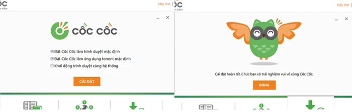 Cài đặt sau khi đã tải xong trình duyệt Cốc Cốc trên máy tính