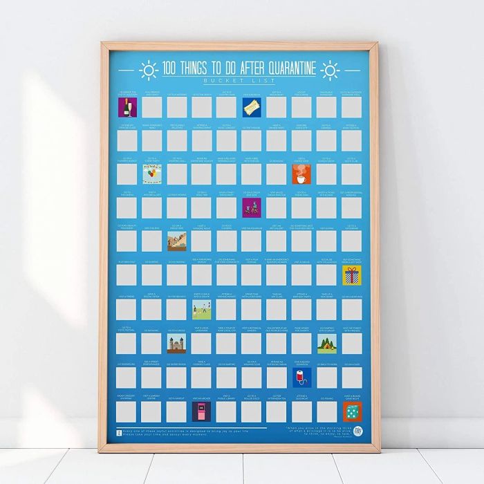 The '100 Things To Do After Quarantine' bucket list poster.