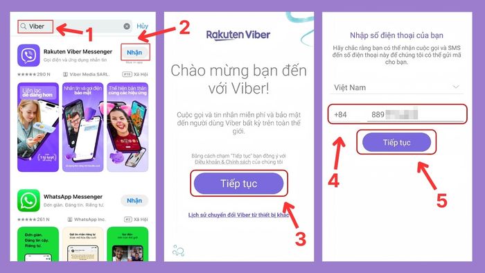 Hướng dẫn đăng ký Viber trên điện thoại - bước 1