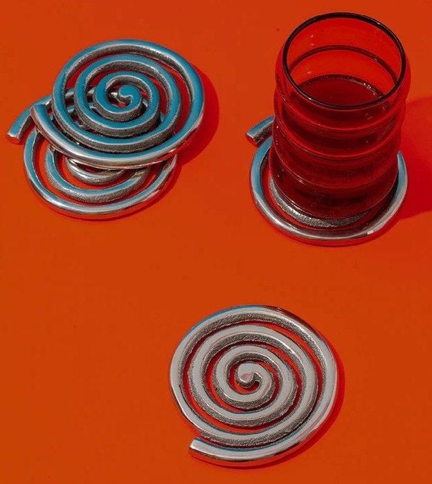 A set of metal coasters