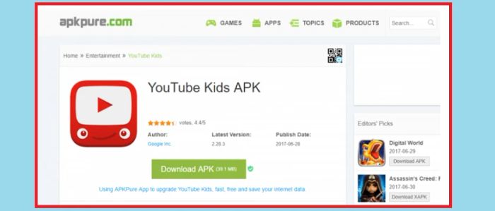 Cài đặt YouTube Kids qua file APK