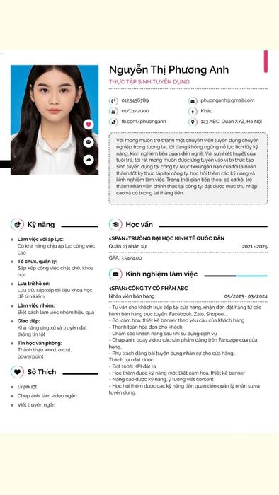 Mẫu CV cho sinh viên chưa có kinh nghiệm ngành tuyển dụng